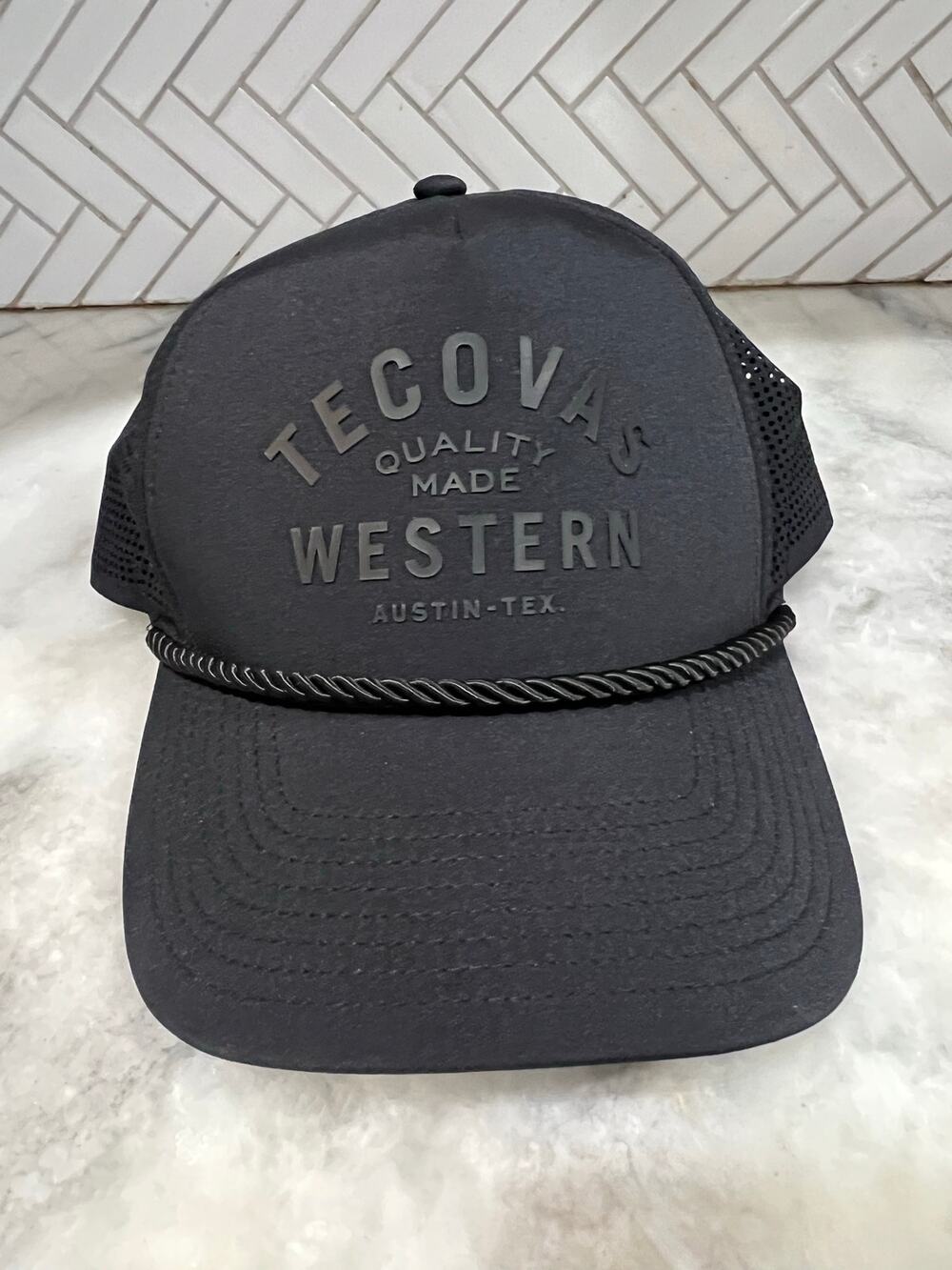 Tecovas Quality Made Western Trucker Hat Black Snapback Rope Cap Austin Texas
